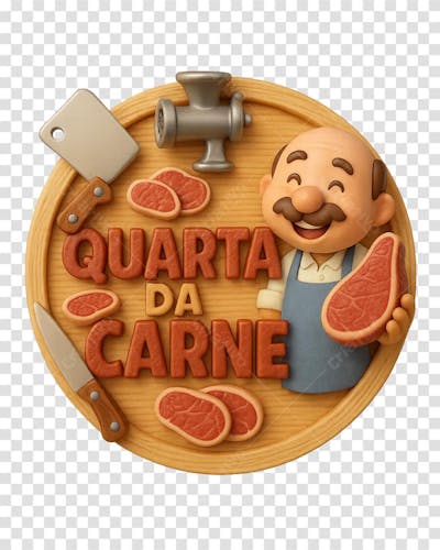 Selo 3d dia da quarta da carne fundo png