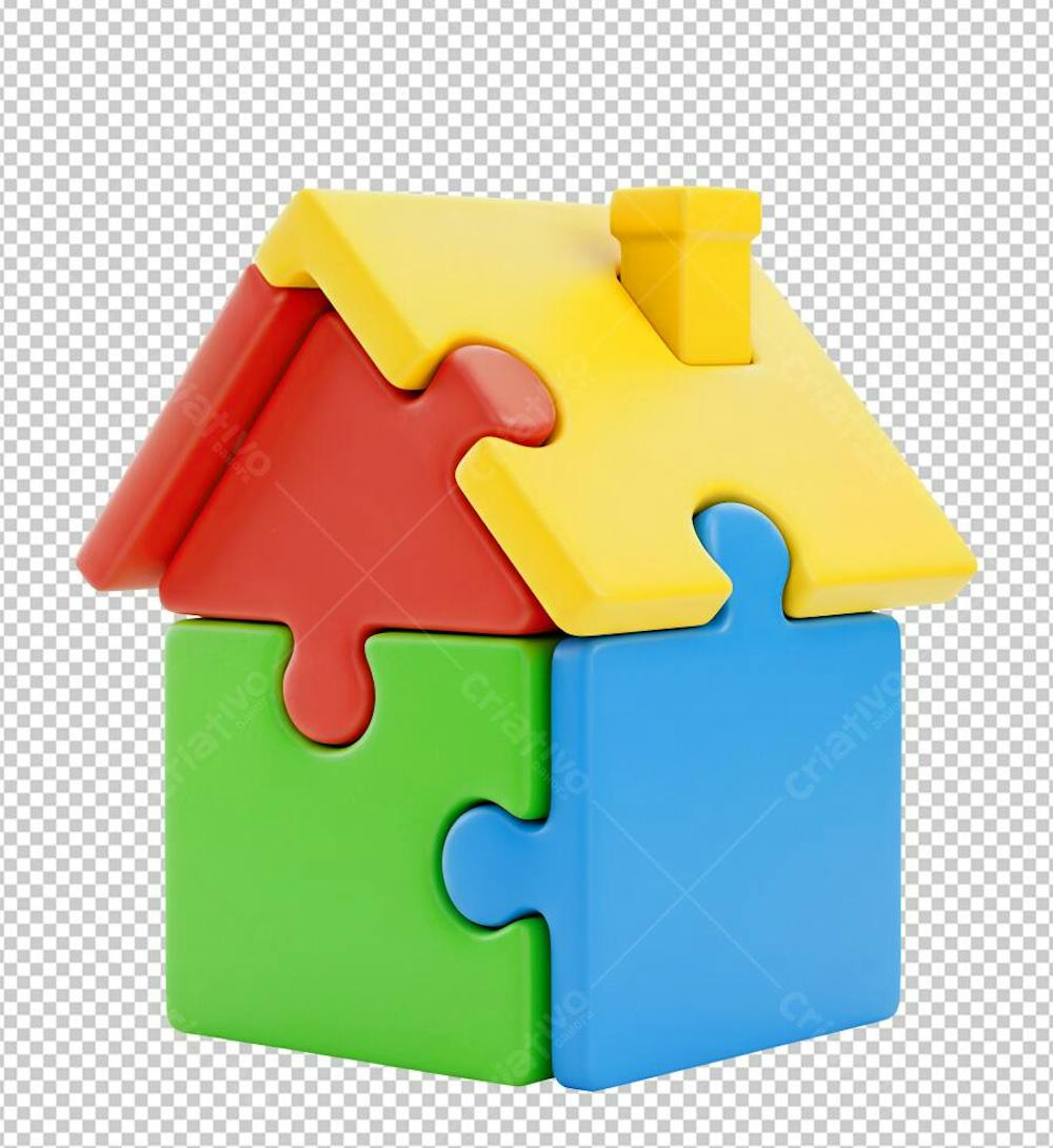 Casa Quebra-Cabeça Representando Autismo Infantil