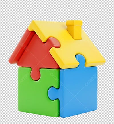 Casa Quebra-Cabeça Representando Autismo Infantil