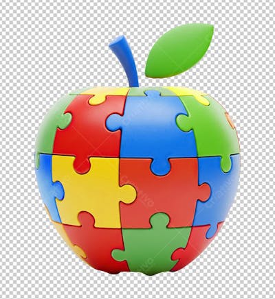 Quebra-Cabeças em Formato de Maçã Representa Autismo Infantil