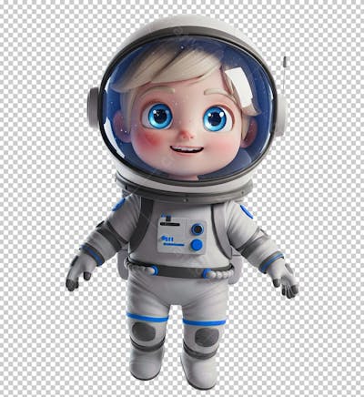 Criança Loira Vestindo Traje de Astronauta 3D