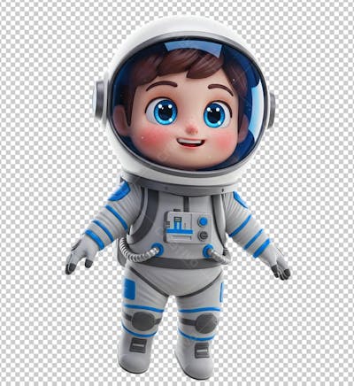 Menino Vestindo Traje de Astronauta Renderizado em 3D