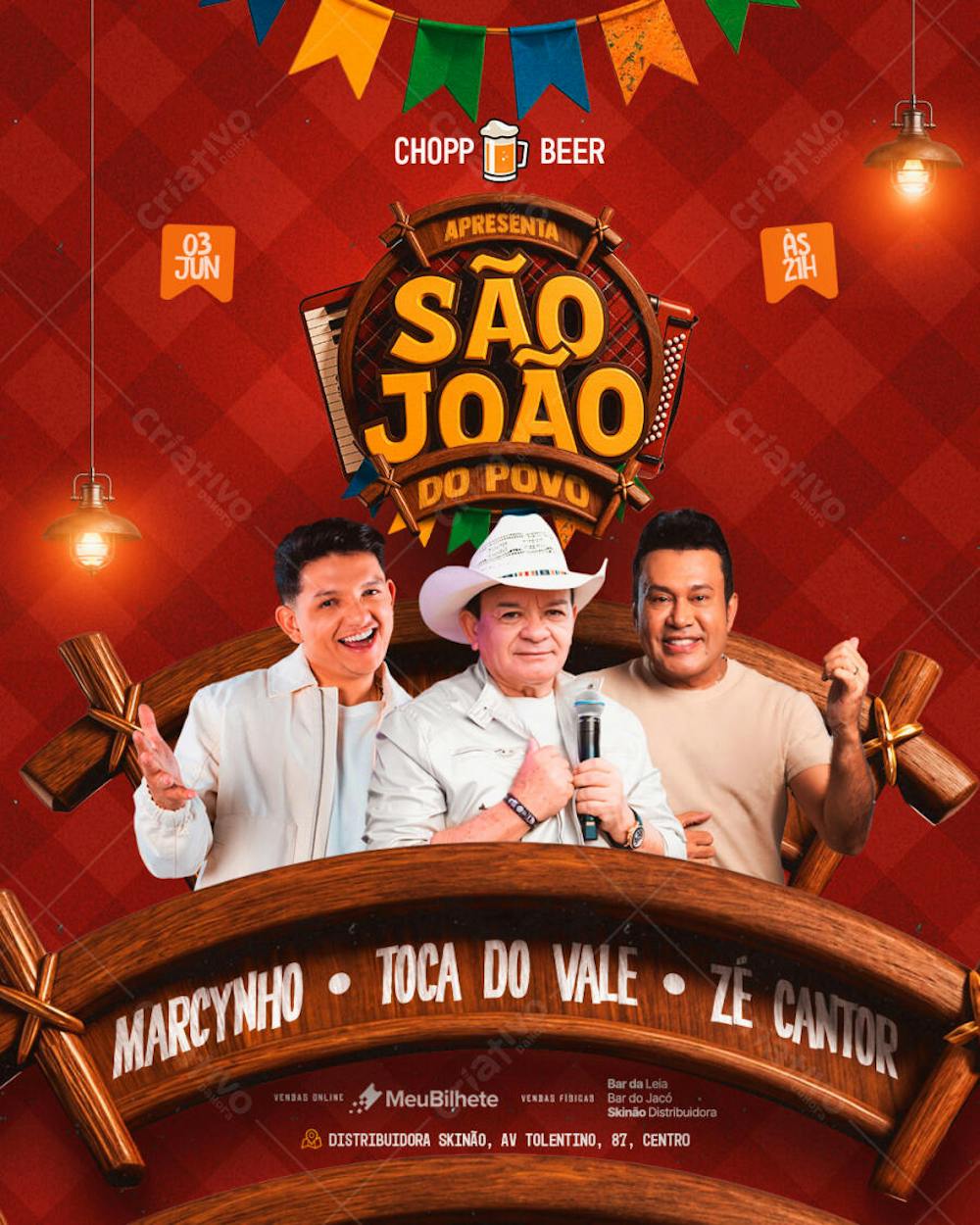 FLYER EVENTO SÃO JOÃO FEED PSD EDITÁVEL