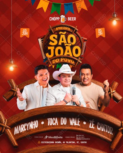 FLYER EVENTO SÃO JOÃO FEED PSD EDITÁVEL