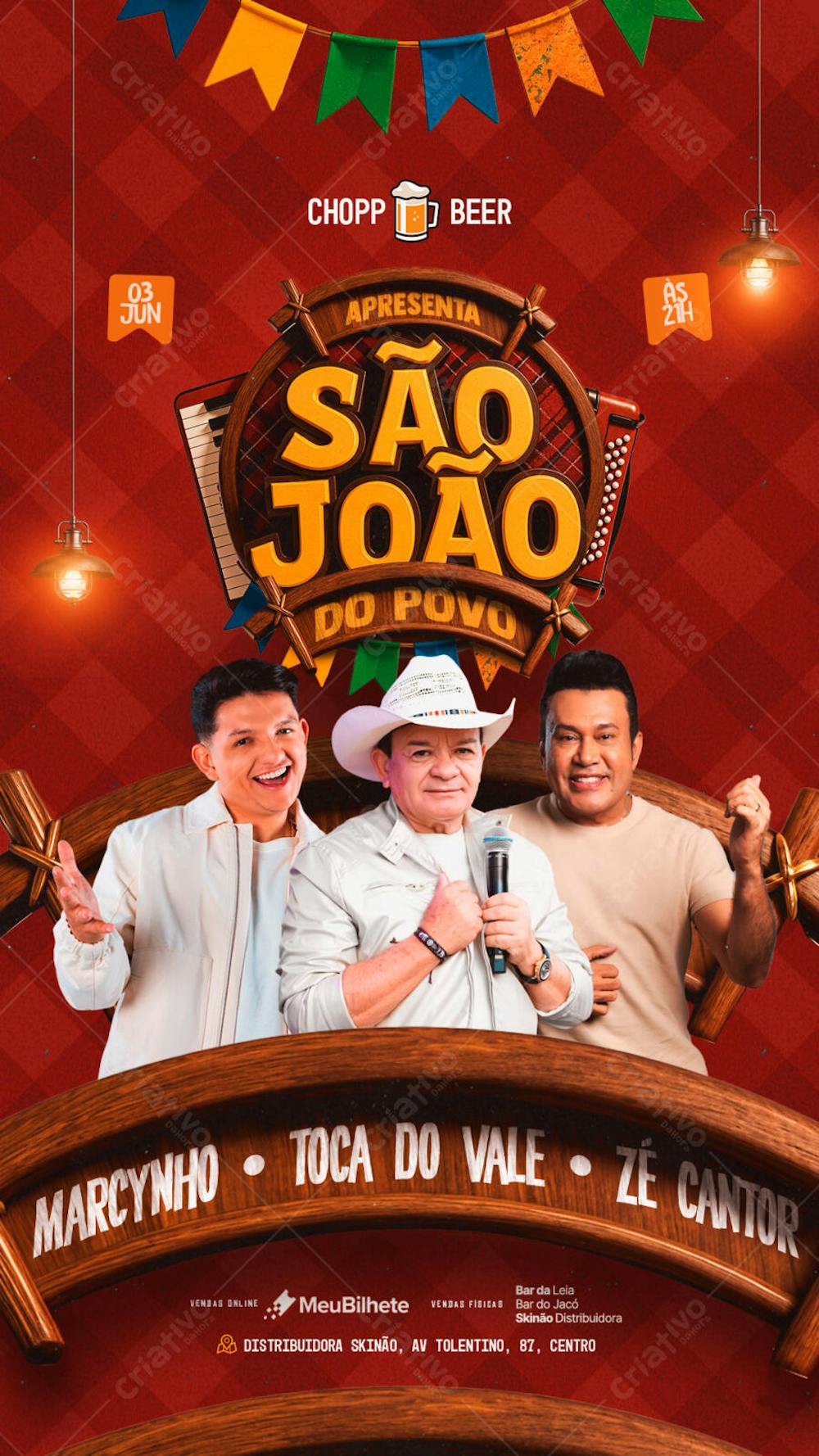 FLYER EVENTO SÃO JOÃO STORY PSD EDITÁVEL