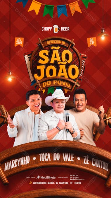 FLYER EVENTO SÃO JOÃO STORY PSD EDITÁVEL
