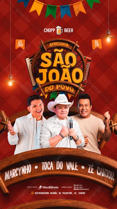 FLYER EVENTO SÃO JOÃO STORY PSD EDITÁVEL