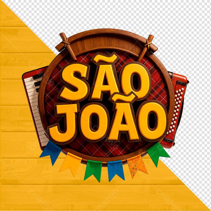 Selo 3D Festa Junina Madeira e Tecido