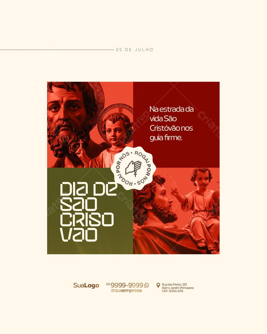 Post para Dia de São Cristóvão PSD Editável