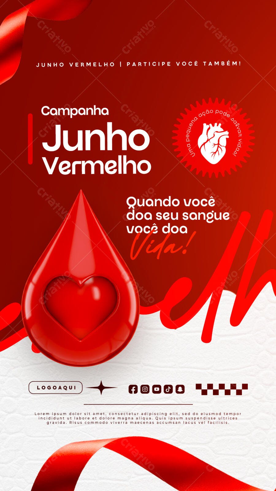 Flyer Junho Vermelho PSD Editável