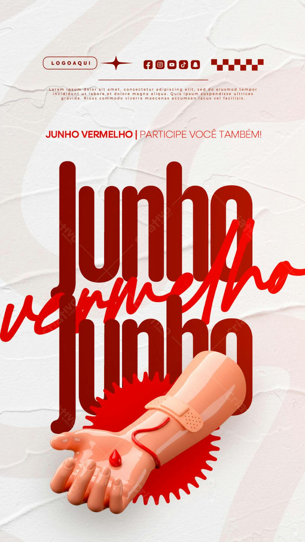 Junho Vermelho Campanha de doação de Sangue Campanha de Saúde social media story (5)