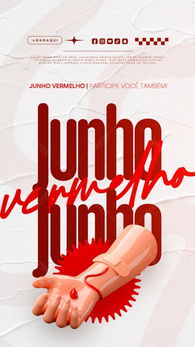 Junho Vermelho Campanha de doação de Sangue Campanha de Saúde social media story (5)