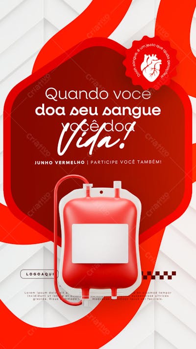 Junho Vermelho Campanha de doação de Sangue Campanha de Saúde social media story (4)