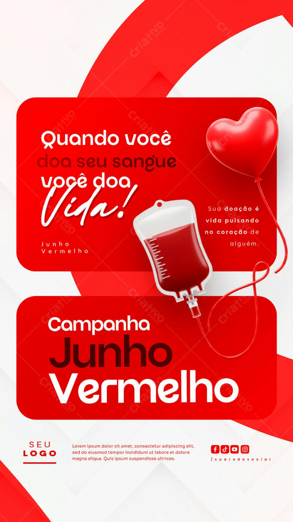 Junho Vermelho Campanha de doação de Sangue Campanha de Saúde social media story (7)