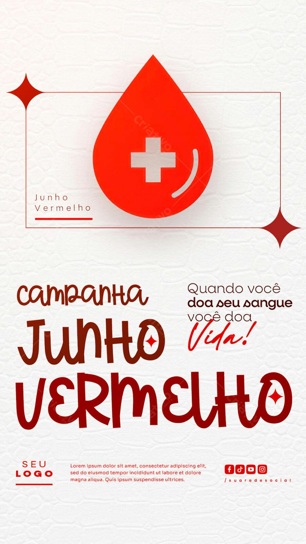 Junho Vermelho Campanha de doação de Sangue Campanha de Saúde social media story (13)