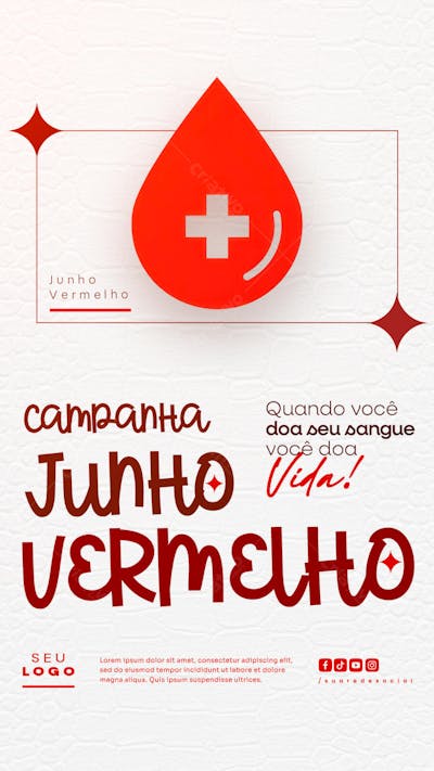 Junho Vermelho Campanha de doação de Sangue Campanha de Saúde social media story (13)