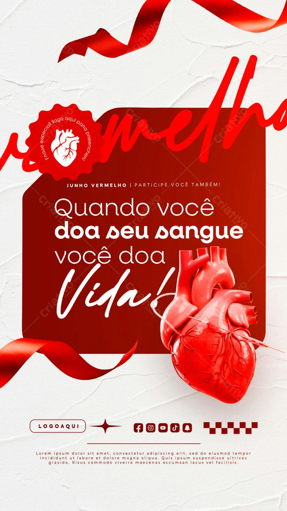 Junho Vermelho Campanha de doação de Sangue Campanha de Saúde social media story (11)