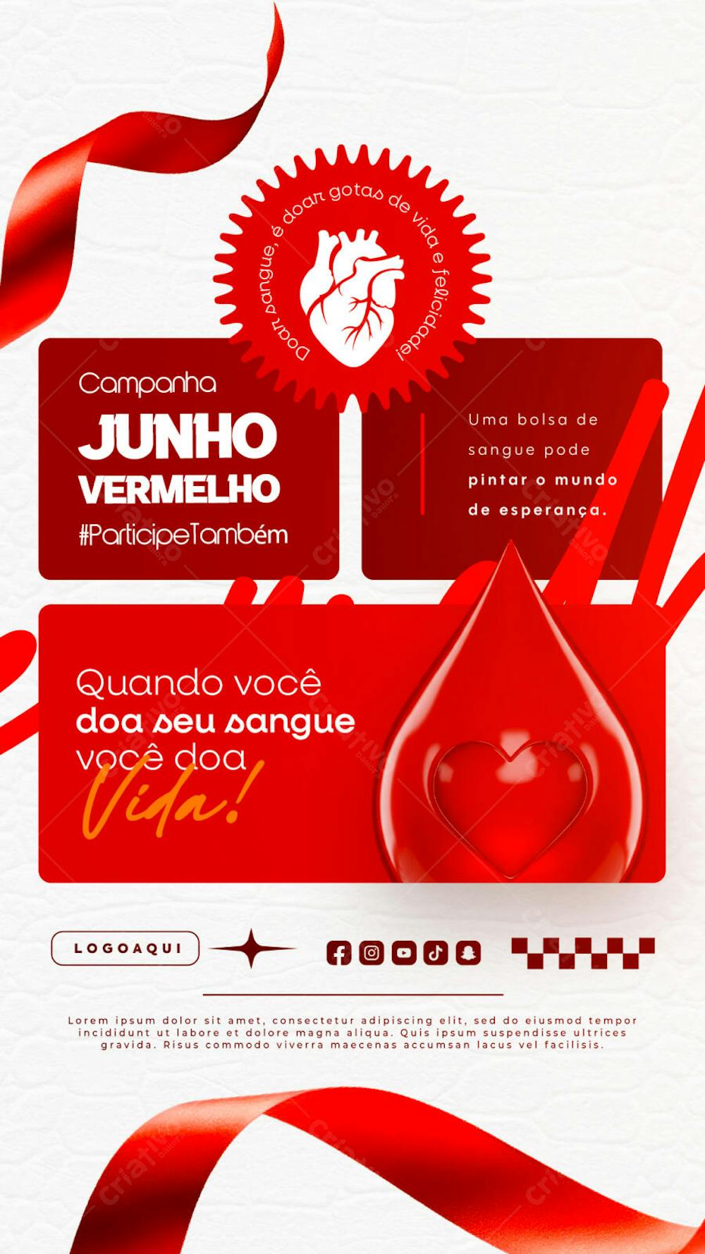 Junho Vermelho Campanha de doação de Sangue Campanha de Saúde social media story (14)