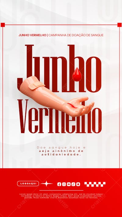 Junho Vermelho Campanha de doação de Sangue Campanha de Saúde social media story (15)