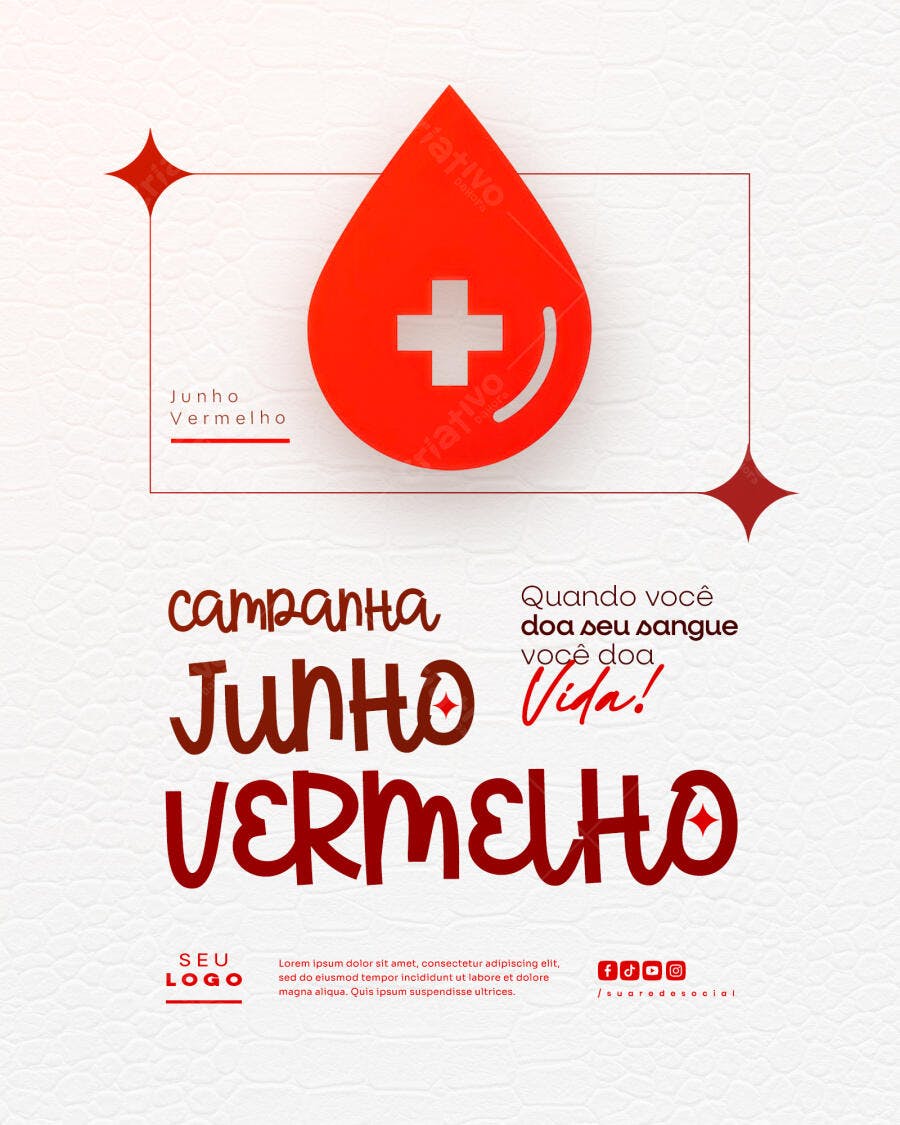 Flyer Junho Vermelho PSD Editável