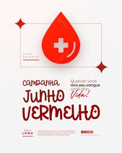 Junho Vermelho Campanha de doação de Sangue Campanha de Saúde social media feed (2)