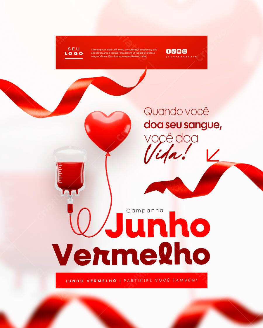 Flyer Junho Vermelho PSD Editável