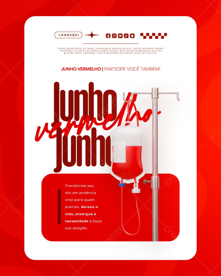 Flyer Junho Vermelho PSD Editável