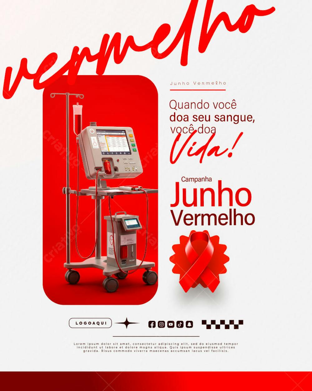 Junho Vermelho Campanha de doação de Sangue Campanha de Saúde social media feed (12)