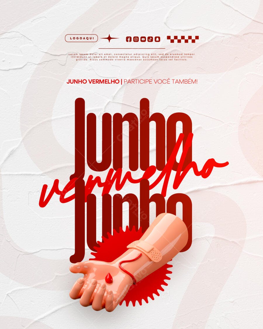 Flyer Junho Vermelho PSD Editável