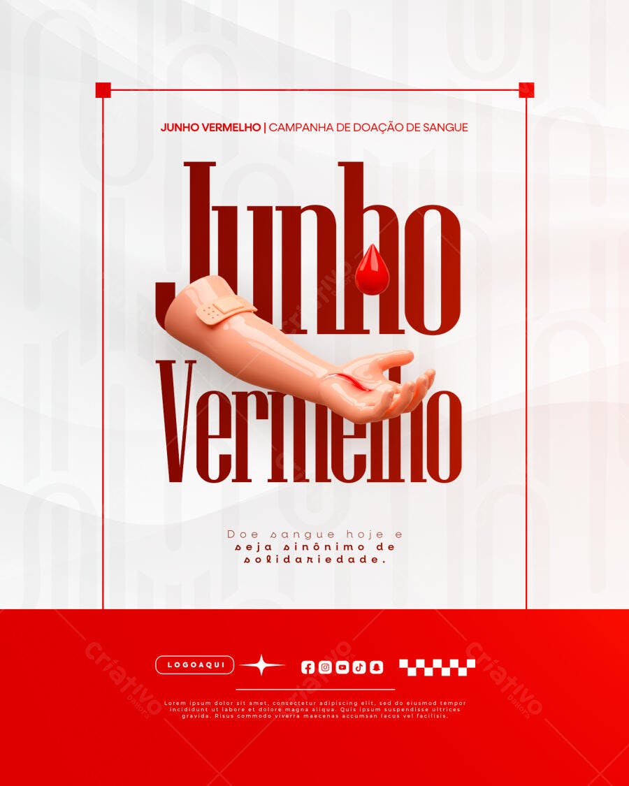 Flyer Junho Vermelho PSD Editável