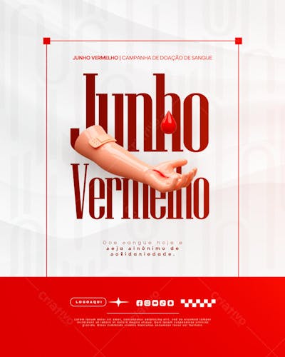 Junho Vermelho Campanha de doação de Sangue Campanha de Saúde social media feed (5)