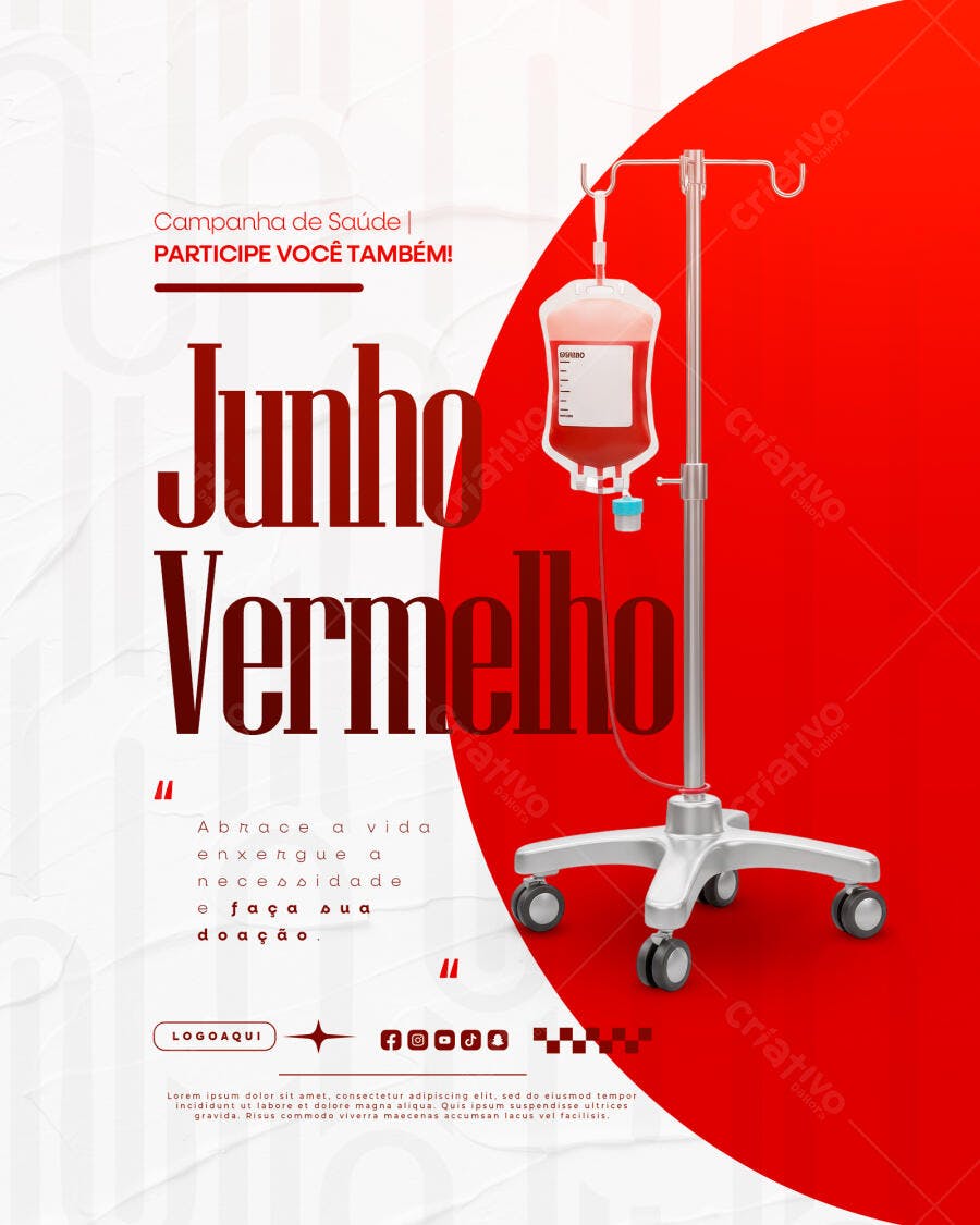 Flyer Junho Vermelho PSD Editável