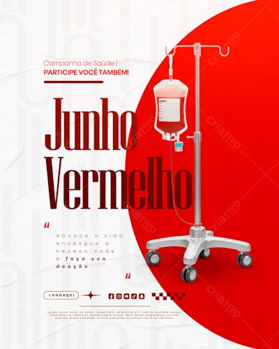 Junho Vermelho Campanha de doação de Sangue Campanha de Saúde social media feed (6)