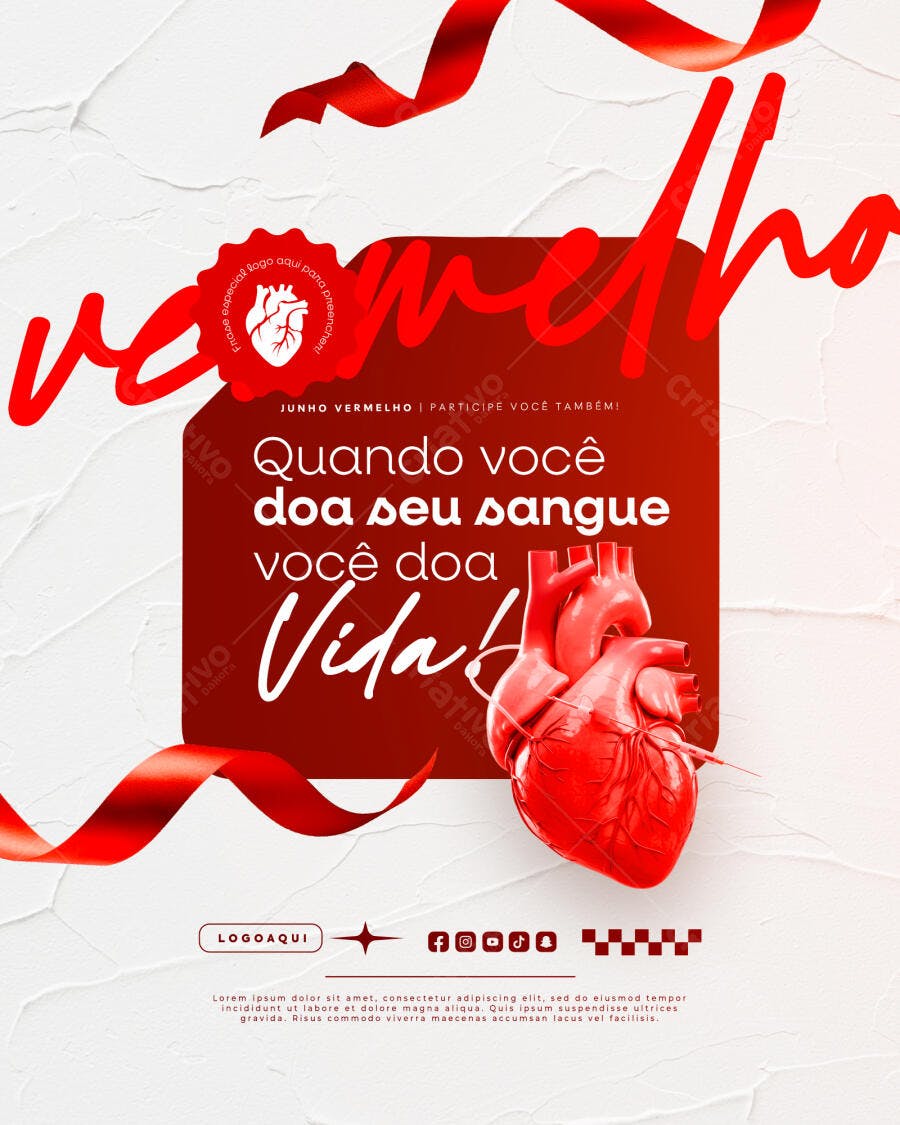 Flyer Junho Vermelho PSD Editável