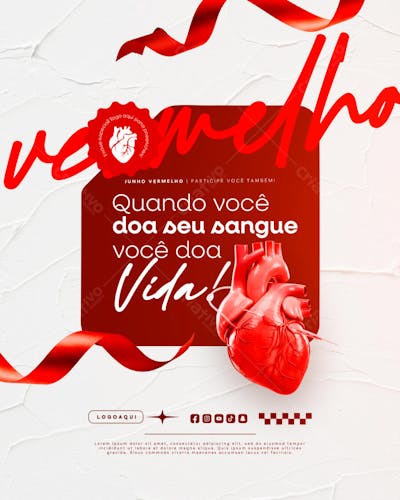 Junho Vermelho Campanha de doação de Sangue Campanha de Saúde social media feed (13)