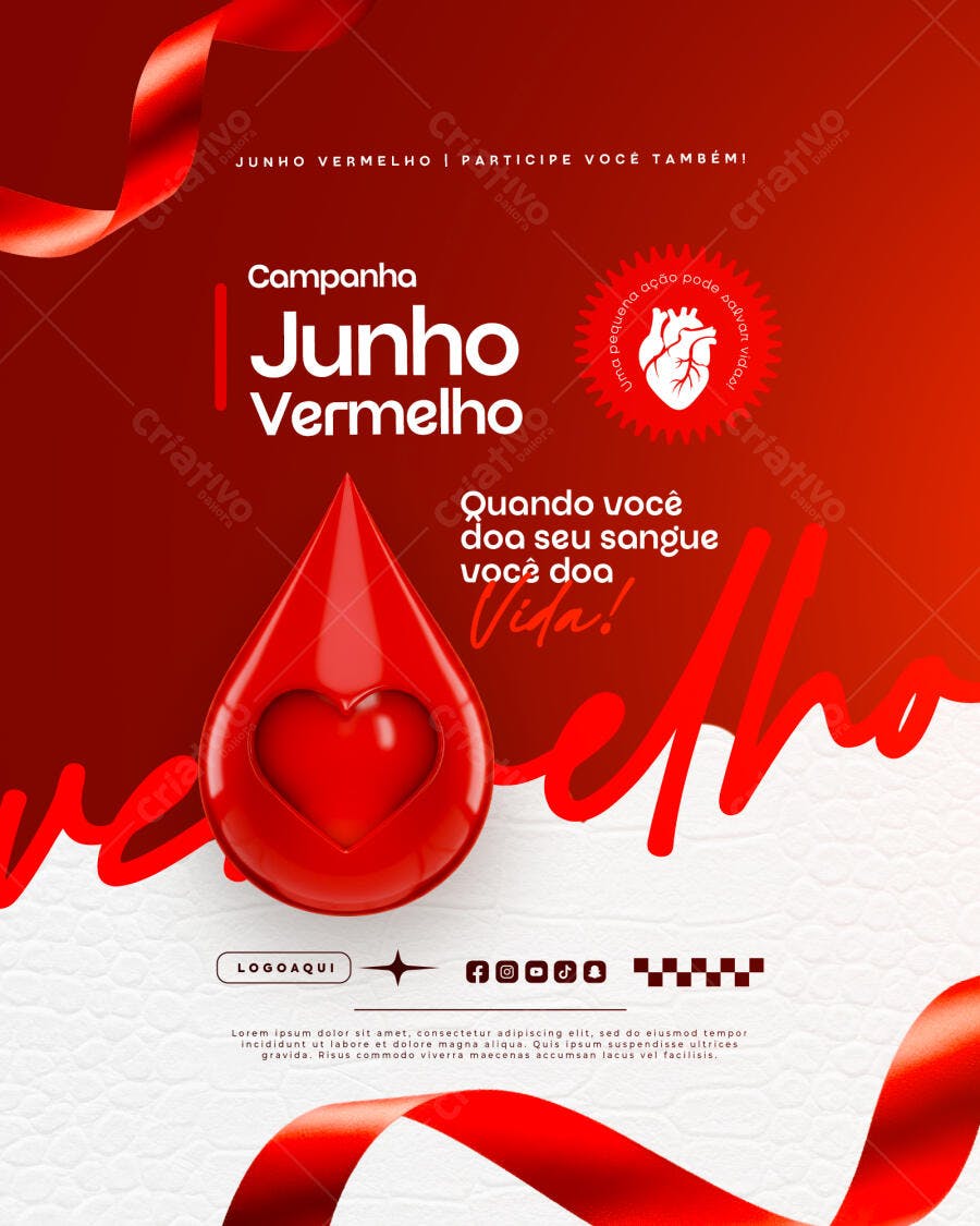 Flyer Junho Vermelho PSD Editável