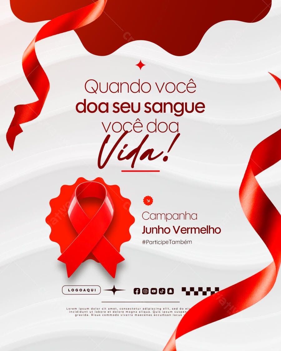 Flyer Junho Vermelho PSD Editável