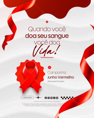Junho Vermelho Campanha de doação de Sangue Campanha de Saúde social media feed (11)