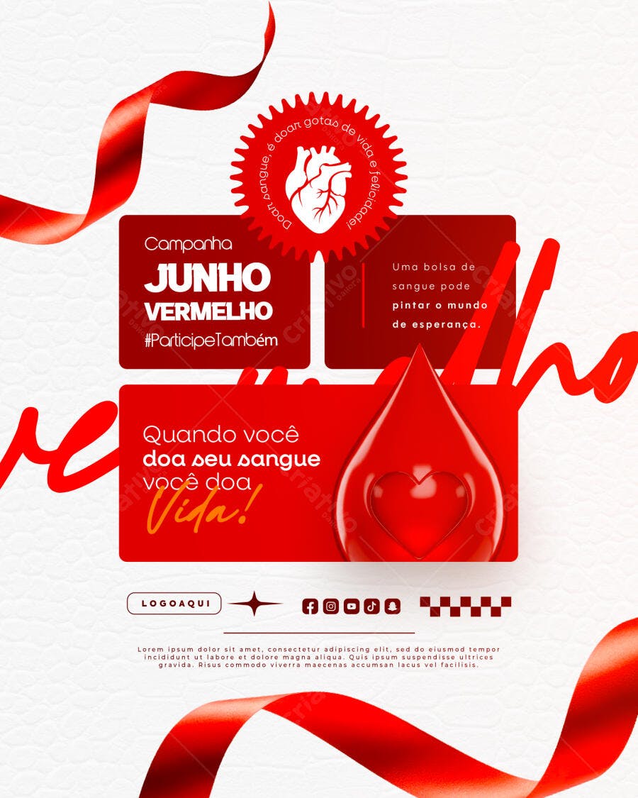 Flyer Junho Vermelho PSD Editável