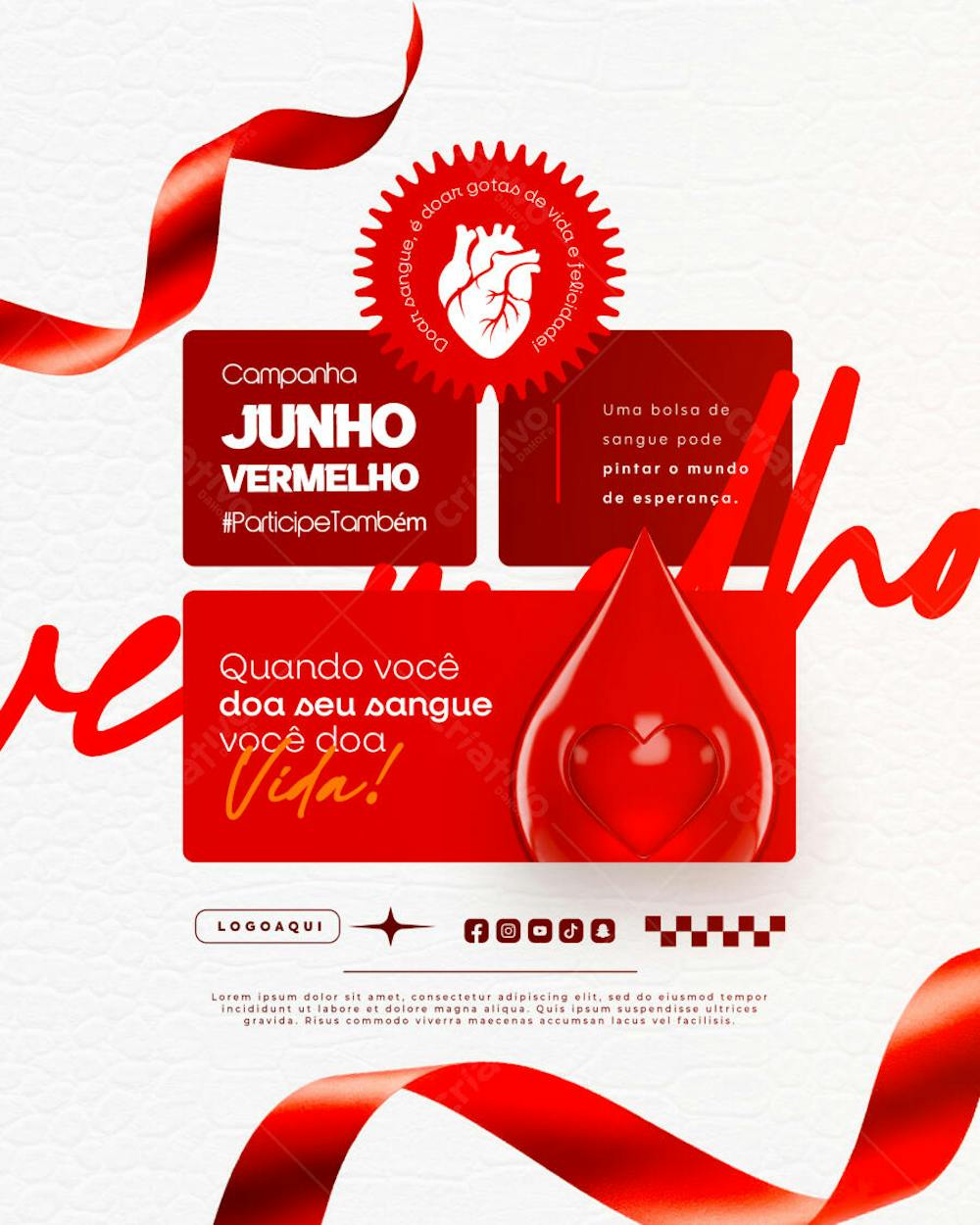 Junho Vermelho Campanha de doação de Sangue Campanha de Saúde social media feed (4)