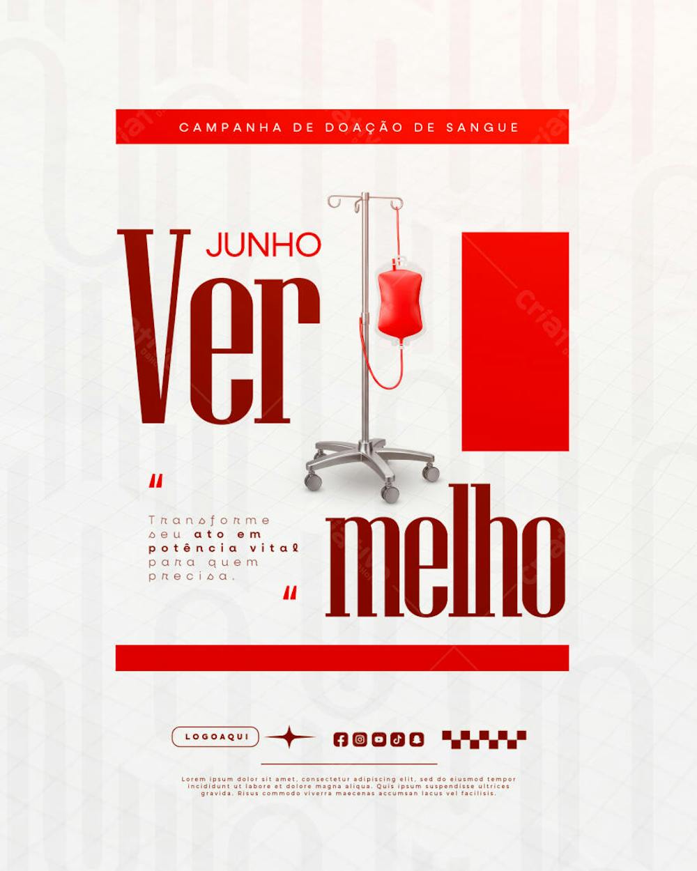 Junho Vermelho Campanha de doação de Sangue Campanha de Saúde social media feed (7)