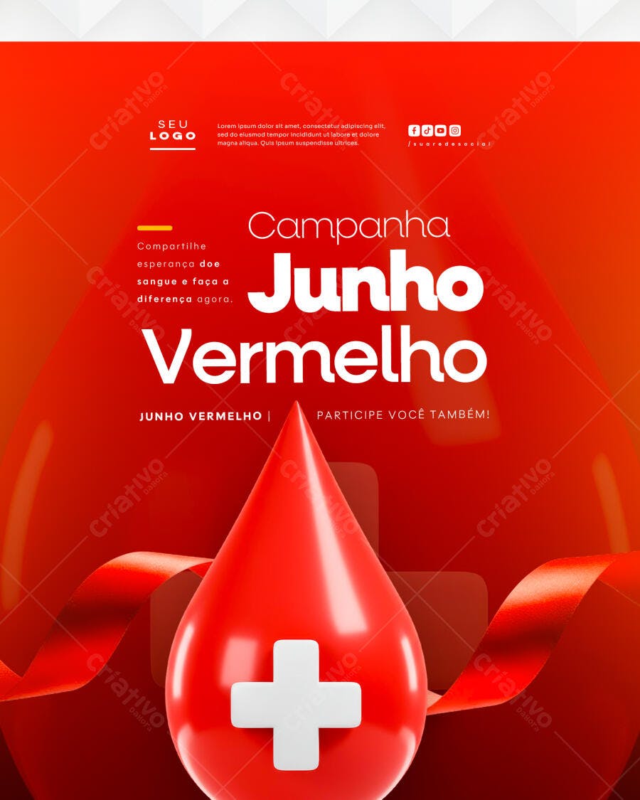 Flyer Junho Vermelho PSD Editável