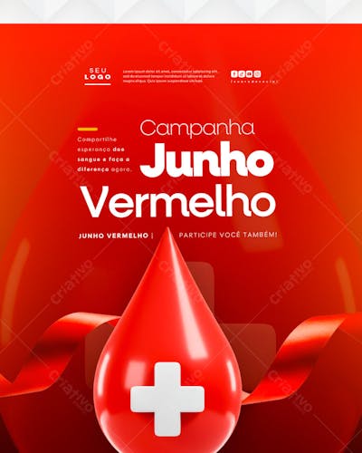 Junho Vermelho Campanha de doação de Sangue Campanha de Saúde social media feed (10)