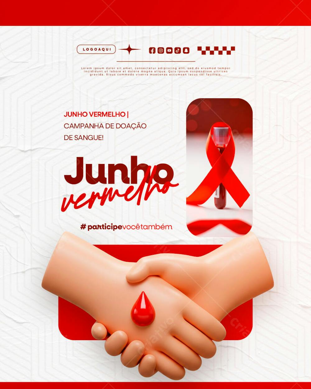 Junho Vermelho Campanha de doação de Sangue Campanha de Saúde social media feed (8)