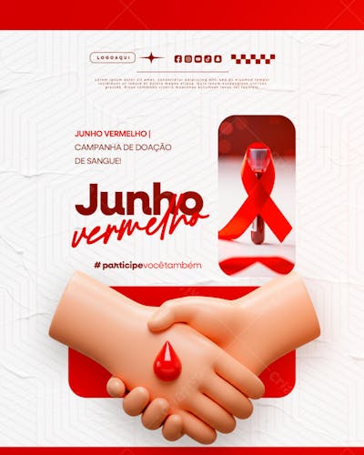 Junho Vermelho Campanha de doação de Sangue Campanha de Saúde social media feed (8)