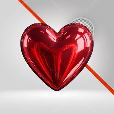 Coração 3D Vermelho, Para dia dos Namorados, Mães, Elemento png 3D