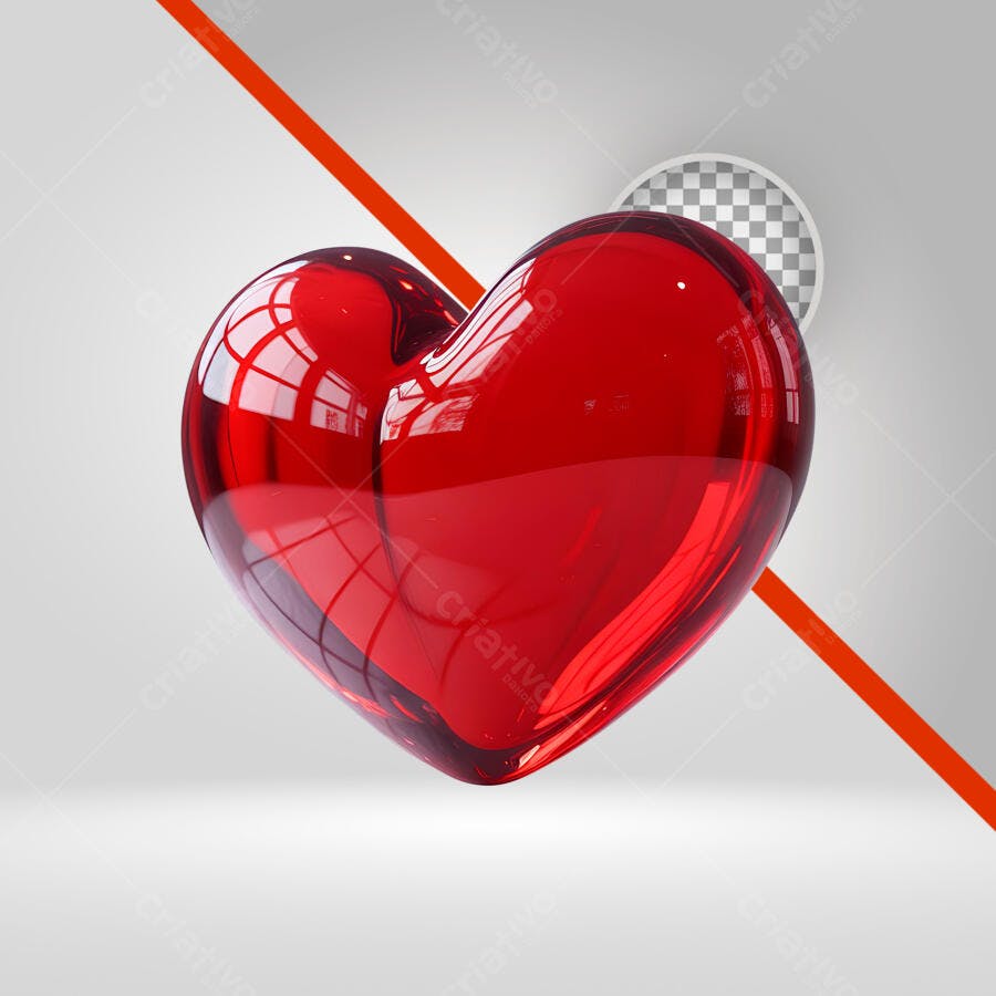 Banner Dia dos Namorados Coração Vermelho PNG com fundo transparente