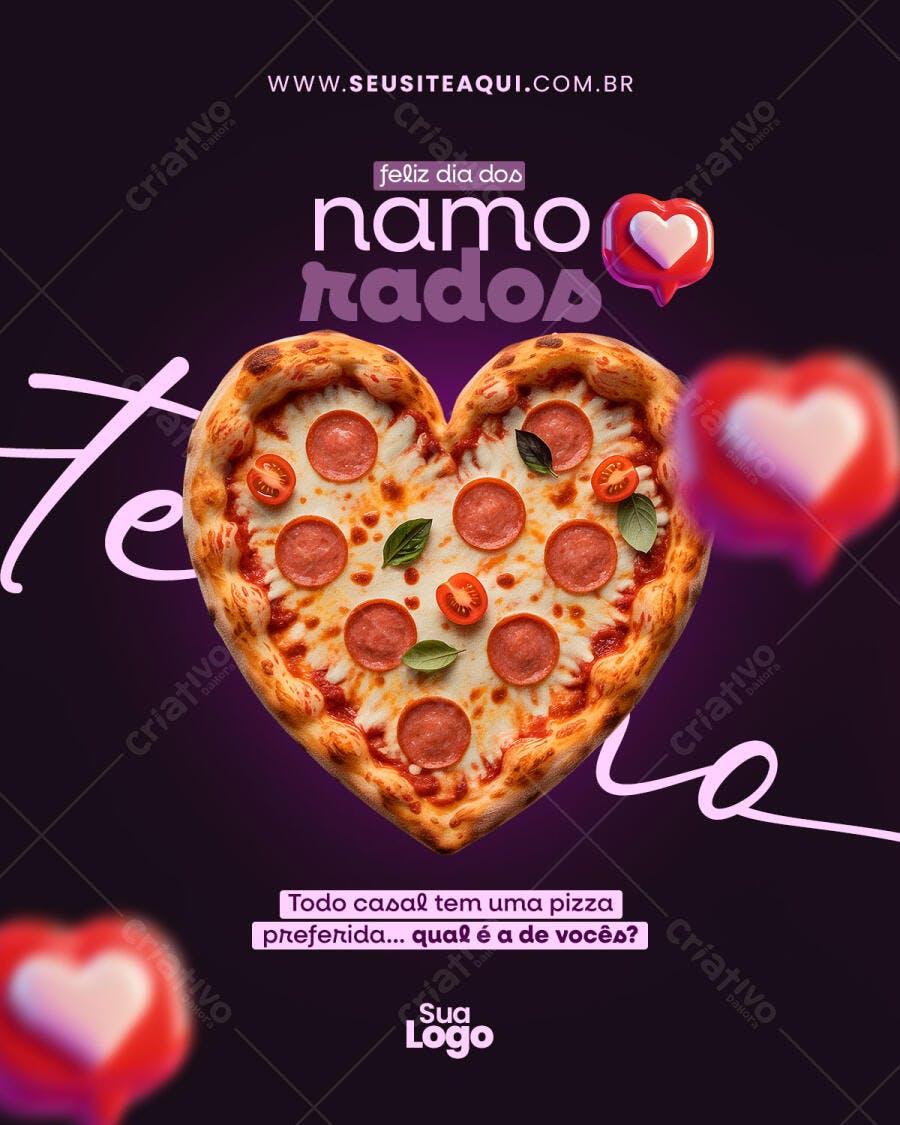 Flyer Dia dos Namorados Pizza PSD Editável