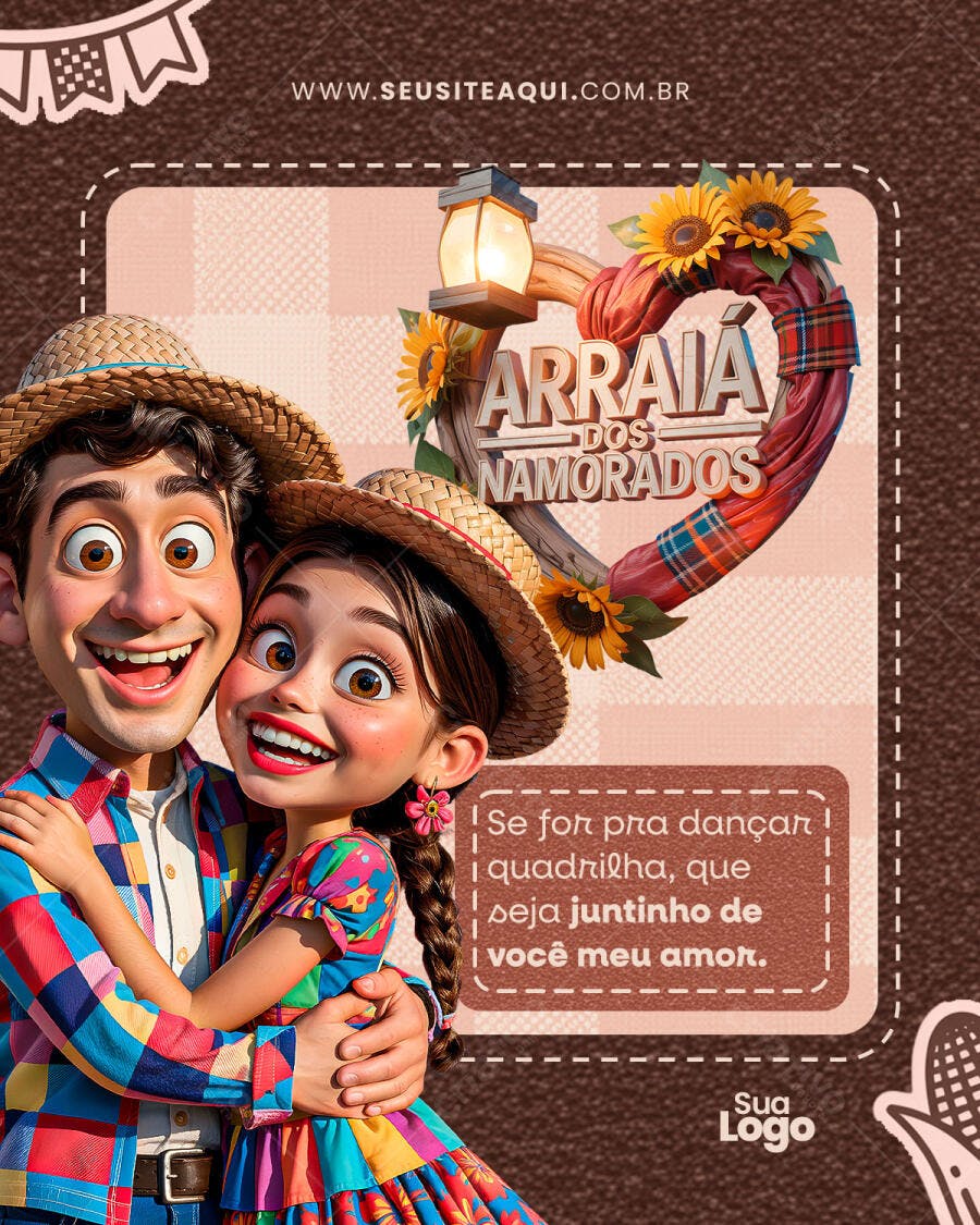 Flyer Arraial dos Namorados PSD Editável