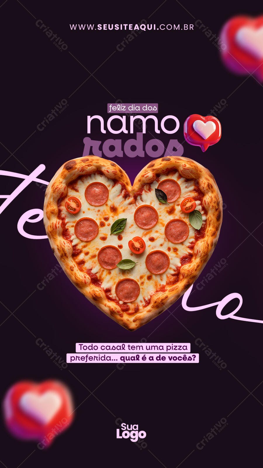 Flyer Dia dos Namorados Pizza PSD Editável